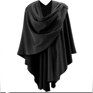 💎 Yansi Fugel Women's Charcoal Poncho Wrap 100% Cashmere